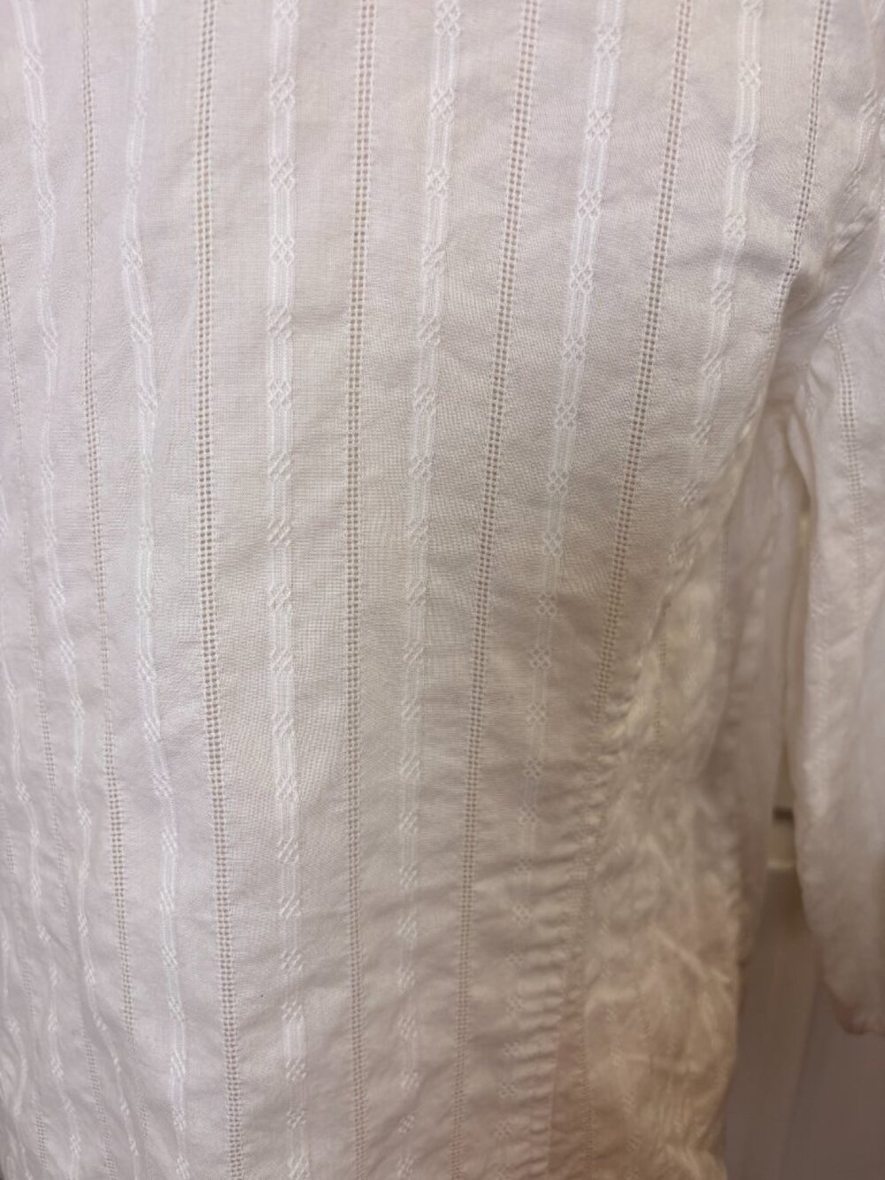 Vintage Evan-Picone White Cotton Button Front Ruffle Blouse Romantic Size 14 - Picture 5 of 7